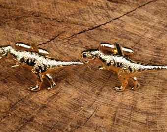 T-Rex Whole Gold Plated Cufflinks UK Handmade Fathers Day Gift Boxed 377