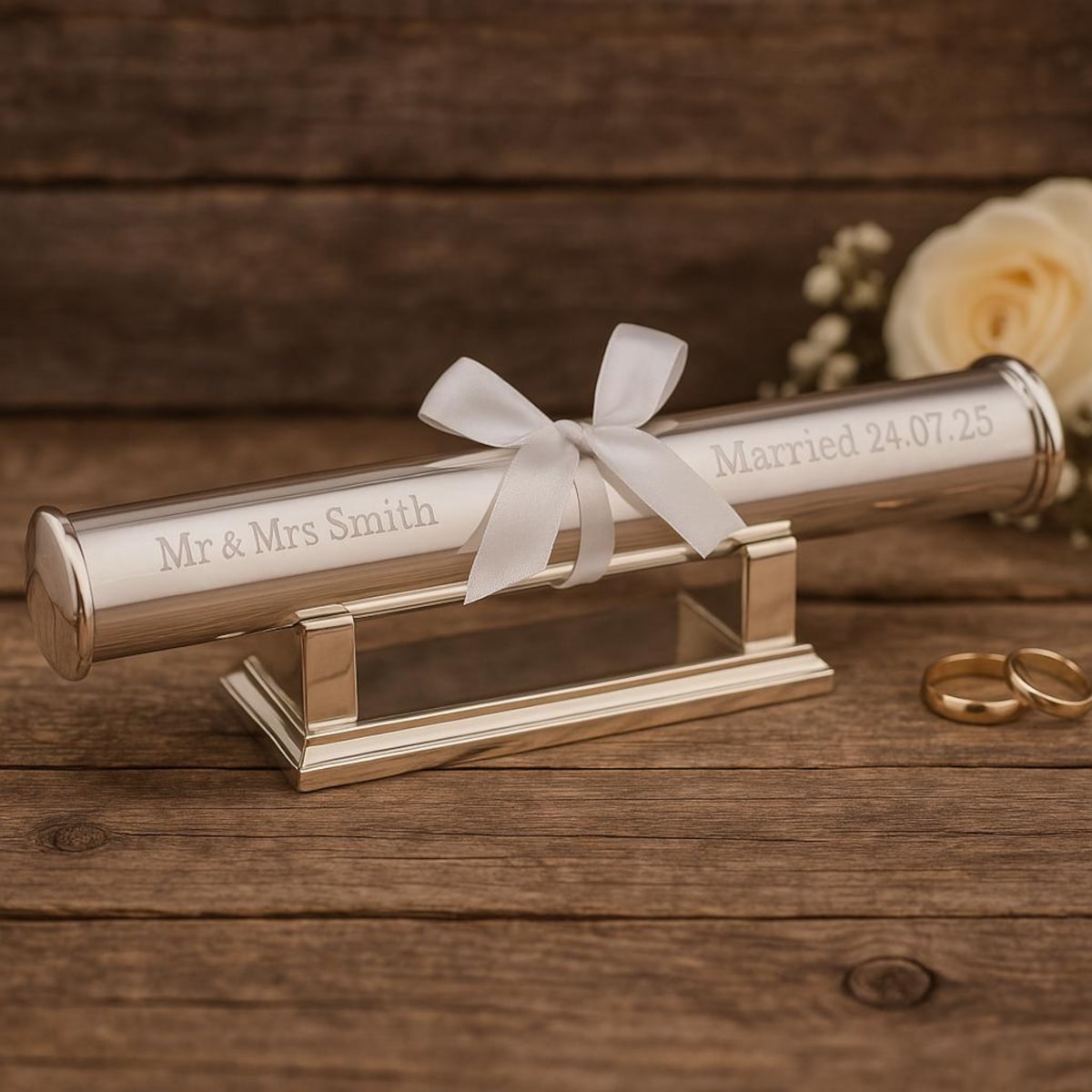 Personalised Wedding Certificate Holder Scroll Tube With Stand – Elegant Keepsake Gift With Free Engraving - Etsy