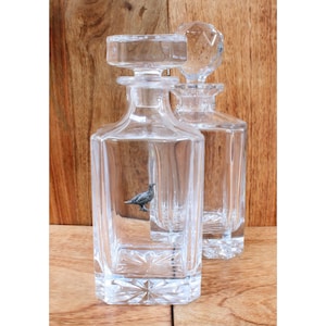 Game Birds Cut Glass Whiskey Decanter With Golf Ball Or Square Style Stopper Pheasant Partridge Father&#39;s Day Gift wd