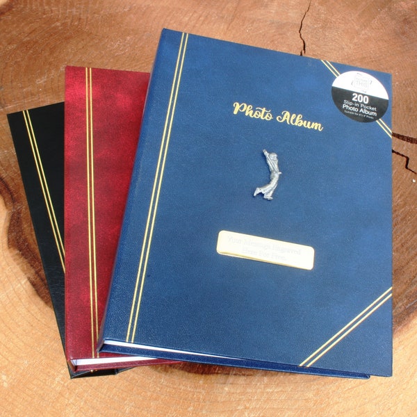 Golfer Photo Album Blue, Black Or Red Holds 200 6x4" Photographs FREE ENGRAVING 156 pa