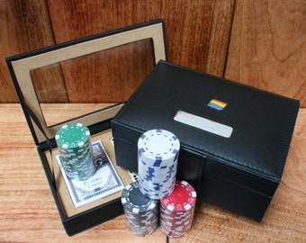 Pride Poker Chips Set Zwei Kartenspiele und Würfel Kostenlose Gravur LGBT BLM Bisexuell Geschenk ps