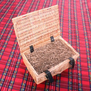 Personalised Wicker Hamper, 12&quot; Traditional Picnic Basket Empty Or With Gift Filling, Leather Straps - Free Engraving