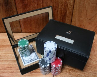 Birthday Ages Poker Chips Set Two Packs of Cards and Dice Free Engraving 18 21 50 65 Gift ps