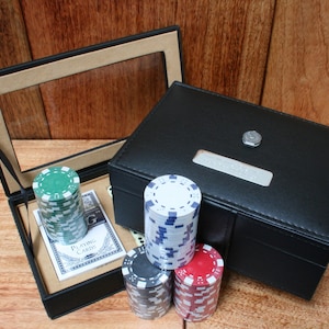 Fly Fishing Poker Chips Set Two Packs of Cards and Dice Personalised Free Engraving Reel Fly Carp Father&#39;s Day Gift ps