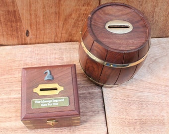 Drinking and Smoking Wooden Money Box Chest Or Money Barrel With Free Engraving Beer Corkscrew Cocktail Wine Gift mb