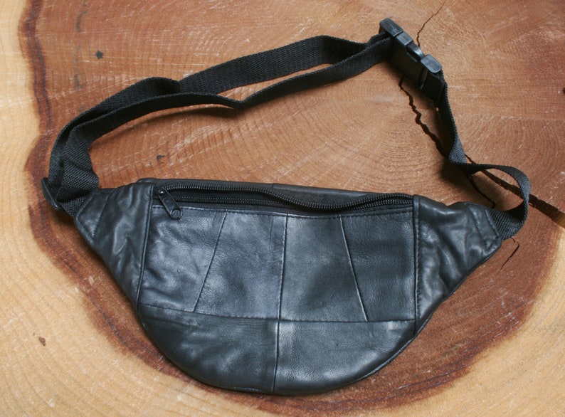 Rifle Black Leather Fanny Pack Adjustable Travel Bum Bag Festival Gift 298
