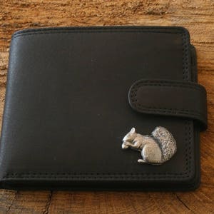 Cartera de piel de ardilla Piel marrón o negra Fauna silvestre Día del padre Regalo del día del padre 343 wch
