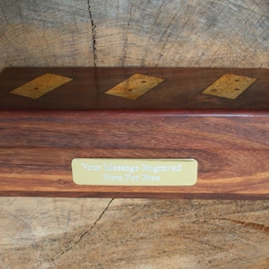 Personalised Dominoes With Brass Inlays In Wooden Box Free Engraving Games Pub Father&#39;s Day Gift dm