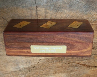 Personalised Dominoes With Brass Inlays In Wooden Box Free engraving   Games Pub Fathers Day Gift dm