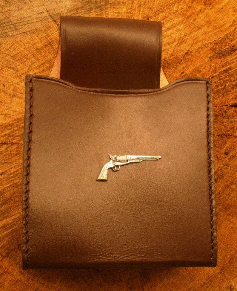 Pistol Vintage Cartridge Box Holder Brown Leather With Belt Loop Gift 281