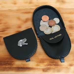 Dinosaurs and Prehistoric Coin Purse Black or Brown Leather Change Pouch Wallet T Rex Diplodocus Stegosaurus Gift ci