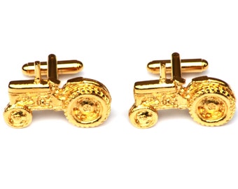 Tractor Gold Plated Cufflinks Mens UK TE20 Farmer Fathers Day Gift