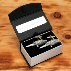 Budgerigar Cufflinks Pewter UK Handmade Wildlife Budgie Parrot Father&#39;s Day Gift 045 cu