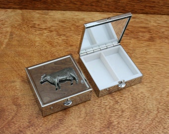 Caja de baratijas con forma de animales de granja, con espejo, cuadrada, para vaca, cerdo y oveja, regalo de cumpleaños