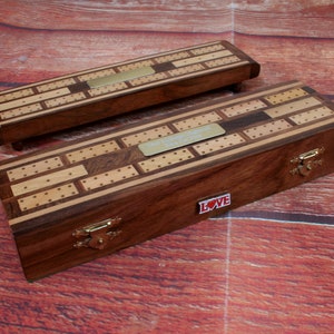 Valentines & Love Cribbage Board Wooden Two Sizes Crib League Personalised Free Engraving Heart Dove Teddy Father&#39;s Day Gift cw