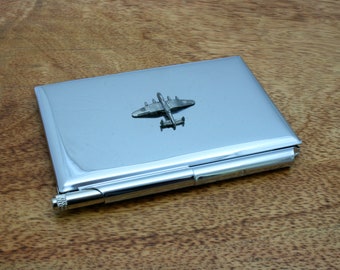 Airplanes Metal Notepad Memo Card Holder With Personalised Free Engraving Aviation Jet Pilot Birthday Gift nm