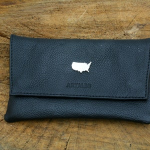 Country Outlines Leather Tobacco Pouch Hand Rolling Tobacco Black Case Britian France USA Father&#39;s Day Gift tp