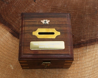 Bee Enamel Money Box Chest With FREE engraving   Fathers Day Gift 28 mb