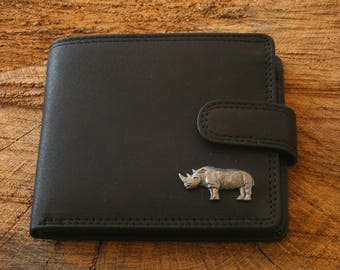 Rhino Leather Wallet Brown or Black Leather Safari Christmas