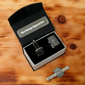Playing Cards and Poker Cufflinks and Tie Clips Pewter UK Handmade Hearts Spades Clubs Spades Flush Father's Day Gift Boxed tbc