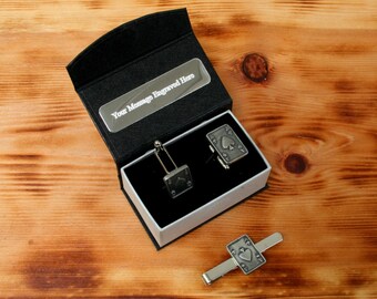 Playing Cards and Poker Cufflinks and Tie Clips Pewter UK Handmade Hearts Spades Clubs Spades Flush Birthday Gift Boxed tbc