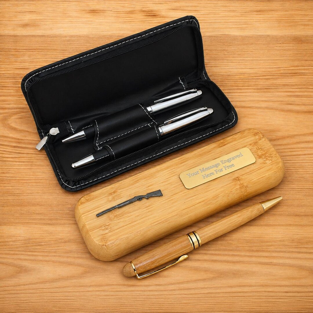 Engraved Rifle Case Shotguns and Rifles Luxury Wooden or Leatherette Pen Case With Matching ...
