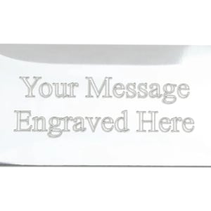 May include: A silver rectangular plaque with the text "Your Message Engraved Here" in a simple font.