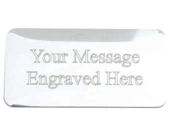 Rechthoekige zelfklevende plaat van medium zilver met gepersonaliseerde gratis gravure