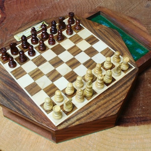 Personalised 7&quot; Travel Chess Set Personalised Free Engraving  Magnetic Chess Board With Chess Pieces ce