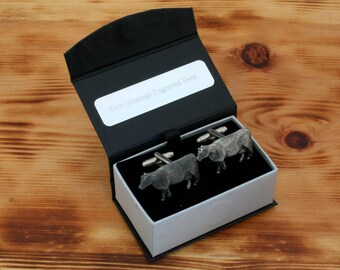 Beef Cow Cufflinks Pewter UK Handmade Father&#39;s Day Gift 030 cu