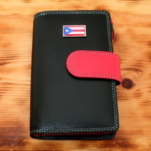 アメリカの州旗柄 レディース レザー財布 RFIDセーフ ジップ付きコインポーチ レディースウォレット アメリカ州 父の日ギフト lp