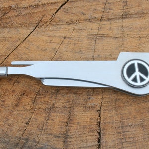 Peace Symbol Smokers Pipe Tamper Tool with Bowl Scraper Personalised Initials Engraved Smokers Father&#39;s Day Gift 608 pt