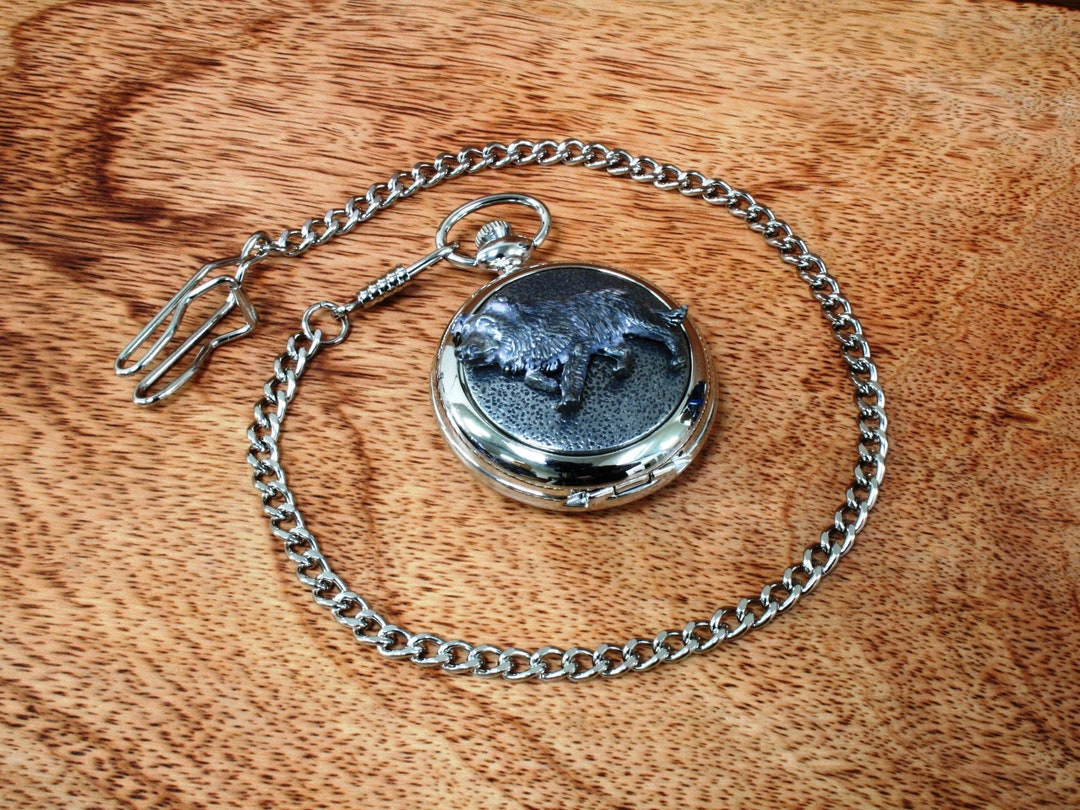 Farmyard Animals Pocket Watch and Chain Pewter Fronted Quartz ...