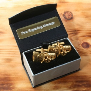 RIP Skull Gold Plated Cufflinks UK Handmade Death Halloween Father&#39;s Day Gift