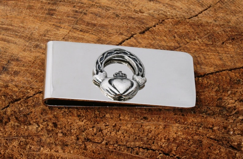 Claddagh Ring Money Clip Metal Mens Free Engraved Claddagh Etsy - image 0