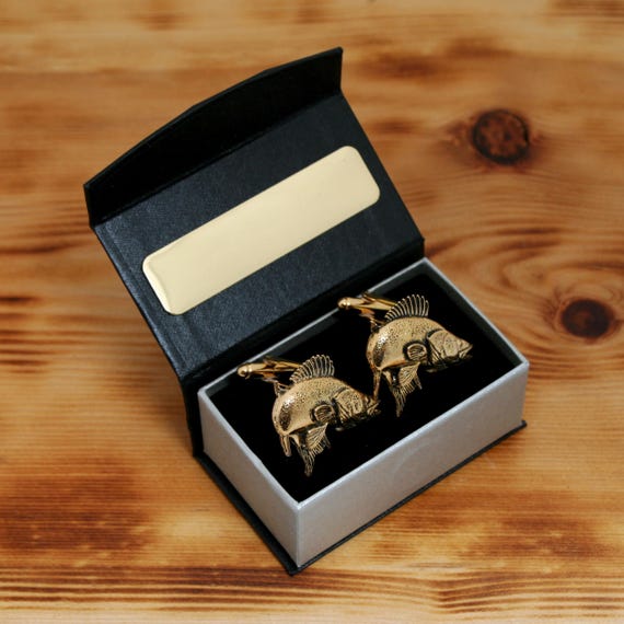 Zander Gold Plated Cufflinks – Handmade Predator Fishing Gift