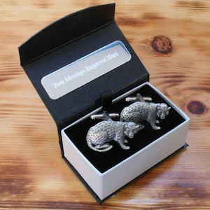 Leopard Cufflinks Pewter UK Handmade African Safari Father&#39;s Day Gift 218 cu