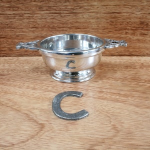 Scottish Icons Quaich Pewter Cup Drinking Bowl Christening Wedding Present Burns Thistle Piper Gift qc C. Plain Pewter