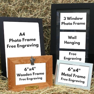 Mythology and Fantasy Personalised Wood or Metal Picture Frame - 4&quot;x6&quot; & A4 Certificate Sizes Dragon Alien Unicorn Father&#39;s Day Gift MF