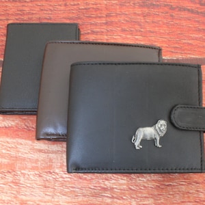 Portefeuille en cuir avec animaux exotiques noir et marron ou porte-cartes pour homme, lion, perroquet, tigre, cadeau fête des pères, wch