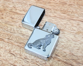 Coyote Dog Howling Petrol Engraved Windproof Lighter Personalised Hunting Gift 399 ls