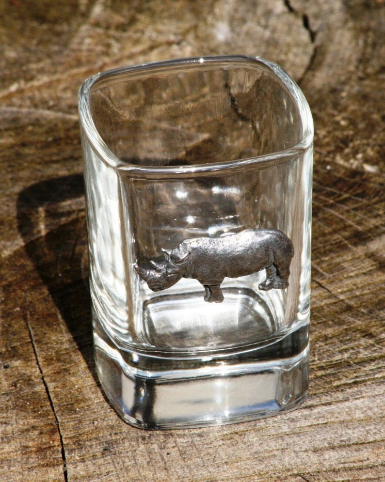 Pair of Rhino Shot Glasses Crystal With Pewter Motifs 297 Sg Etsy