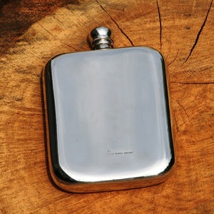 English Pewter Half Hammered Kidney Hip Flask With Free engraving Fathers Day Gift image 6