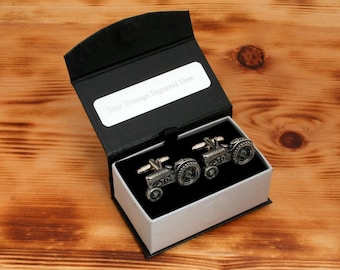Vintage Tractor Cufflinks Pewter UK Handmade TE20 Farming Father's Day Gift 375 cu