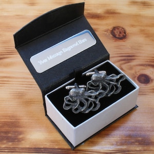 Octopus L Cufflinks Pewter UK Handmade Marine Sea Life Father's Day Gift 248 cu