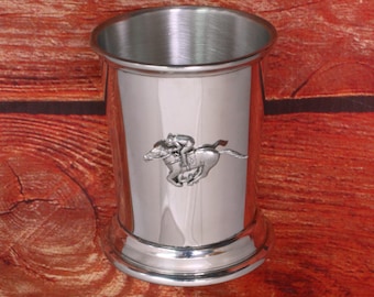 Horse Racing Mint Julep Cup English Pewter Free engraving   Fathers Day Gift 187 jc