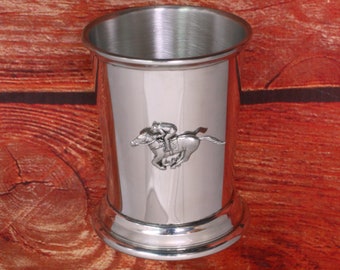 Horse Racing Mint Julep Cup English Pewter Personalised Free Engraving  Father&#39;s Day Gift 187 jc