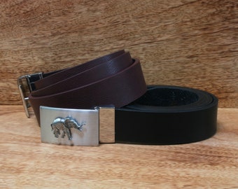 Safari Animals Adjustable Leather Belt and Buckle Set in a Gift Pouch Giraffe Hippo Lion  Gift lb