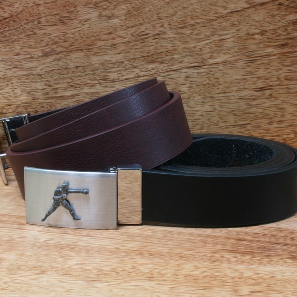 Martial Arts Leather Belt and Metal Buckle Set Black or Brown GiftBoxing Karate Gift lb