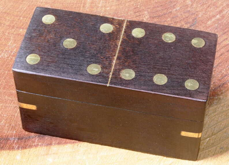 Wood and Brass Dominoes in Wooden Presentation Box FREE ENGRAVIN Wood and Brass Dominoes in Wooden Presentation Box FREE ENGRAVIN